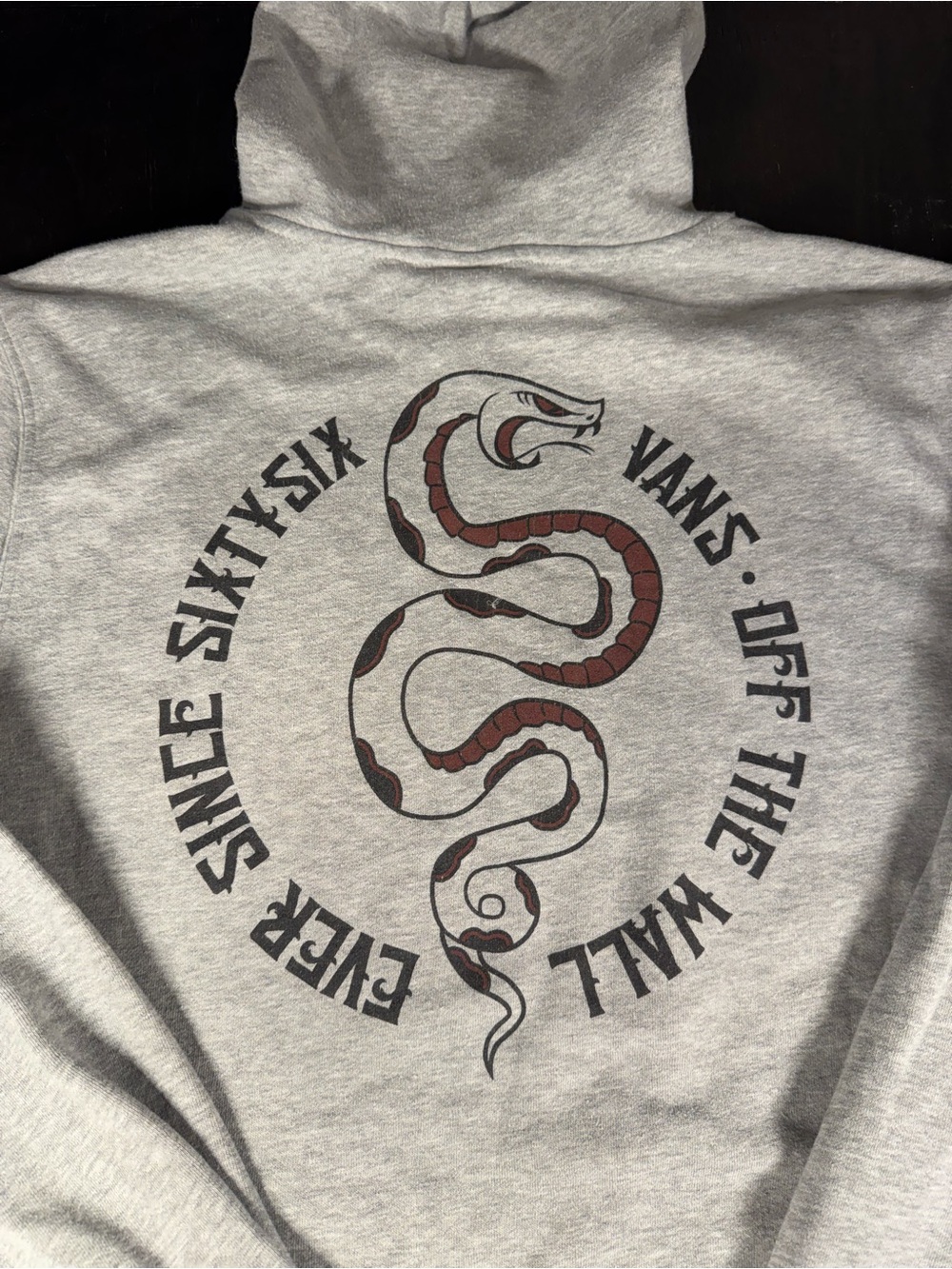 Vans Gray Hoodie with Red & Black Snake Graphic size M